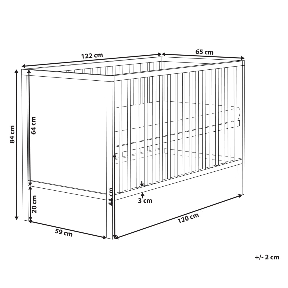 Lettino per neonati in MDF bianco 60 x 120 cm con barre regolabili in altezza Dimensioni standard Accessori per la cameretta minimalista