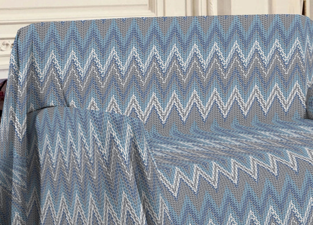 Telo Arredo Multiuso Linea Pensieri Delicati 100% Cotone Disegno Spinato - Matrimoniale - Azzurro