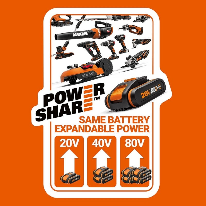 Forbice Tagliaerba e Tagliasiepi 4 in 1 20V con Batteria 2Ah per Rifinitura Giardino - Worx