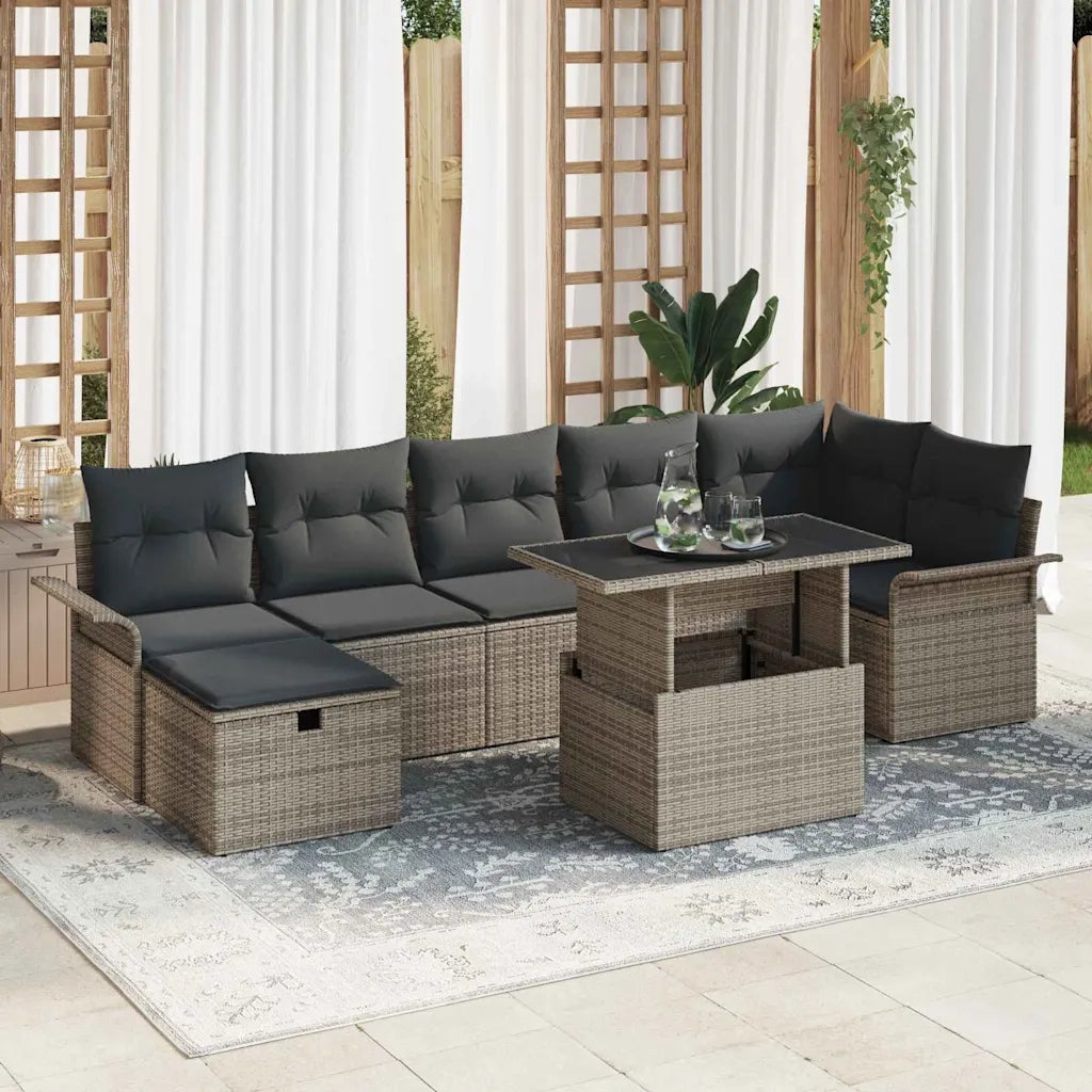Set Divano da Giardino con cuscino 8 pcs Grigio Poly Rattan 3359686