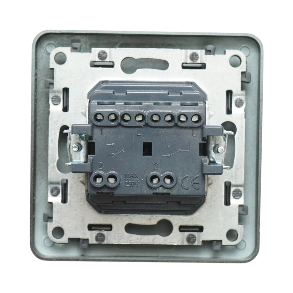 Interruttore a doppia testa, nero, da incasso, 220V, 10AX, PC 80x80mm