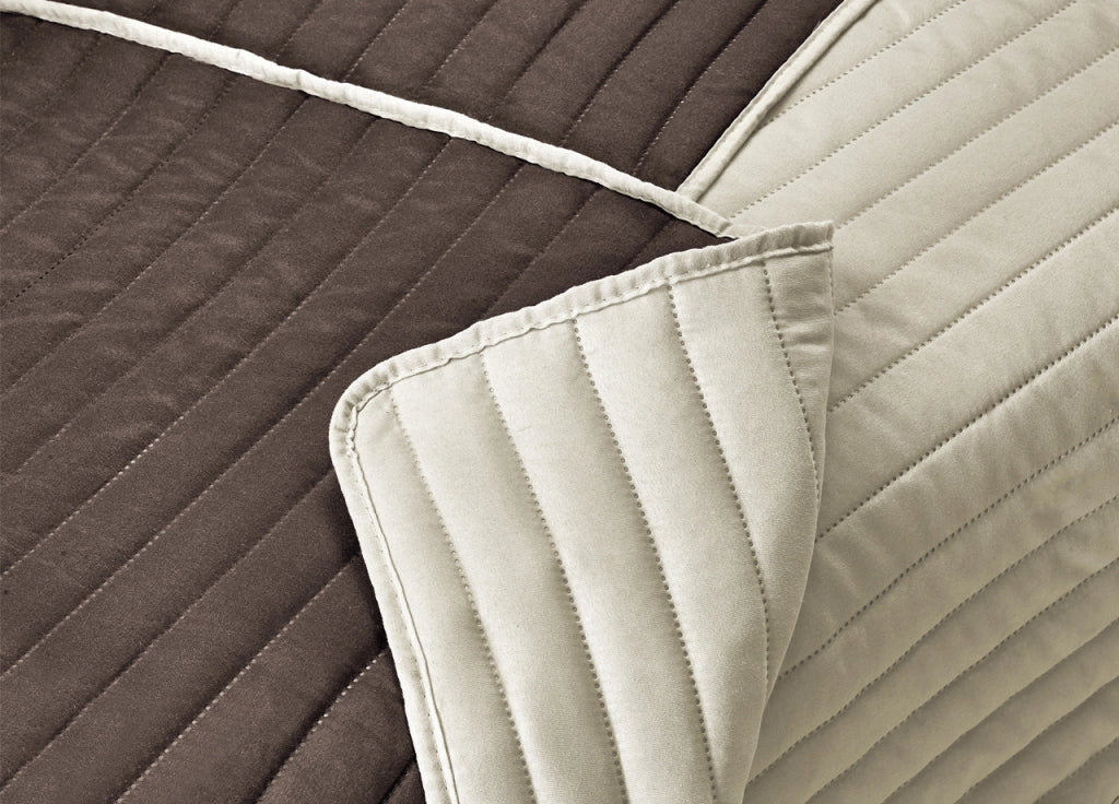 Copridivano Antimacchia Trapuntato Modello Sofà Marrone-Beige - 4 Posti - Marrone-Beige