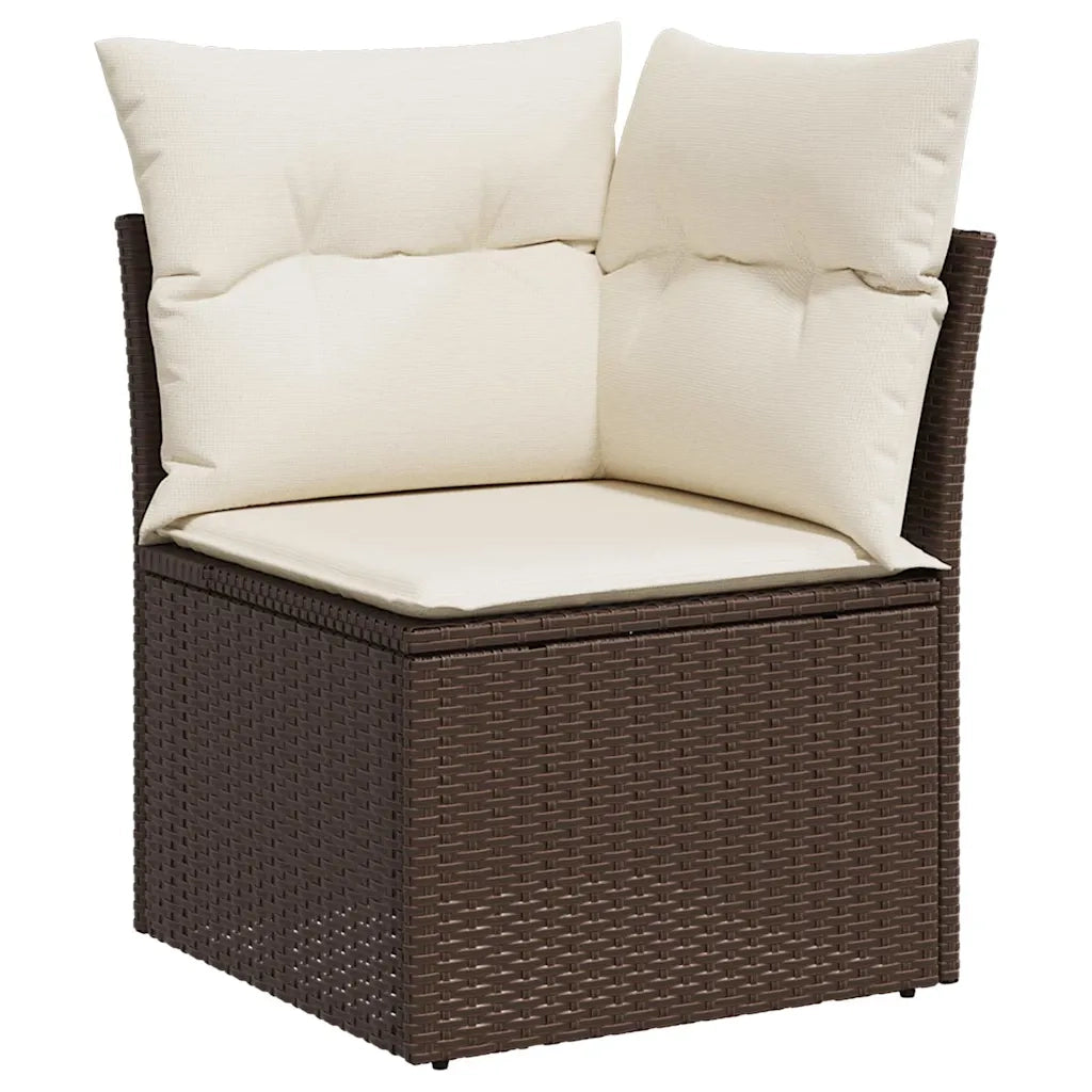 Set Divano da Giardino 6 pz con Cuscini Marrone in Polyrattan 3222542