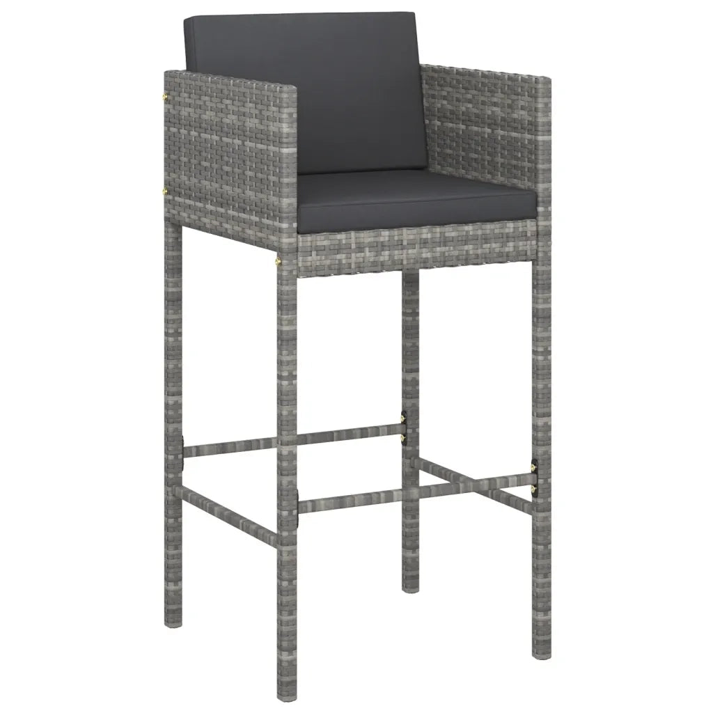 Set Bar da Giardino 5 pz con Cuscini in Polyrattan Grigio 3200668
