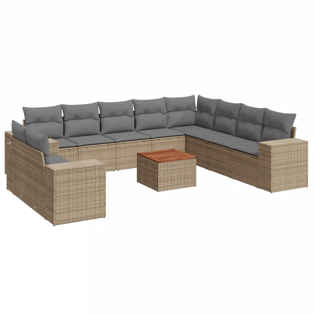 Set Divani da Giardino 11 pz con Cuscini Beige in Polyrattan 3225520