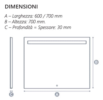 Specchio illuminazione led 70x70 cm - mod. L211