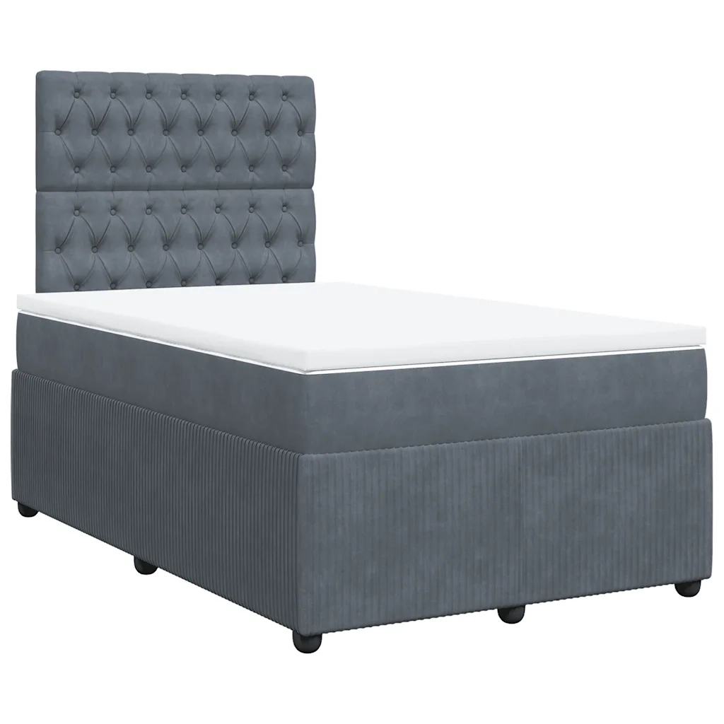 Giroletto a Molle con Materasso Grigio Scuro 120x200 cm Velluto