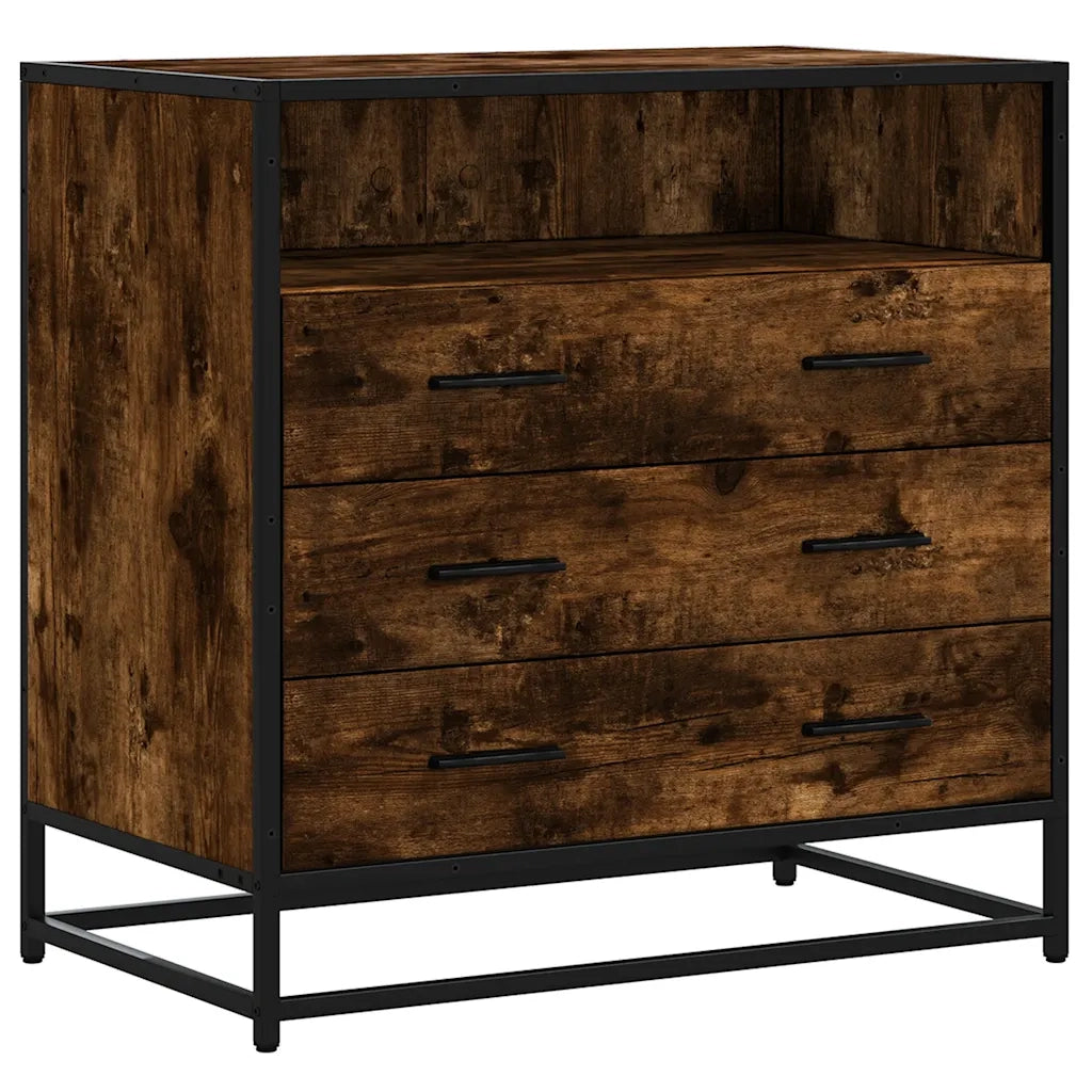 Cassettiera Rovere Fumo 70x41x70 cm in Legno Multistrato 849086