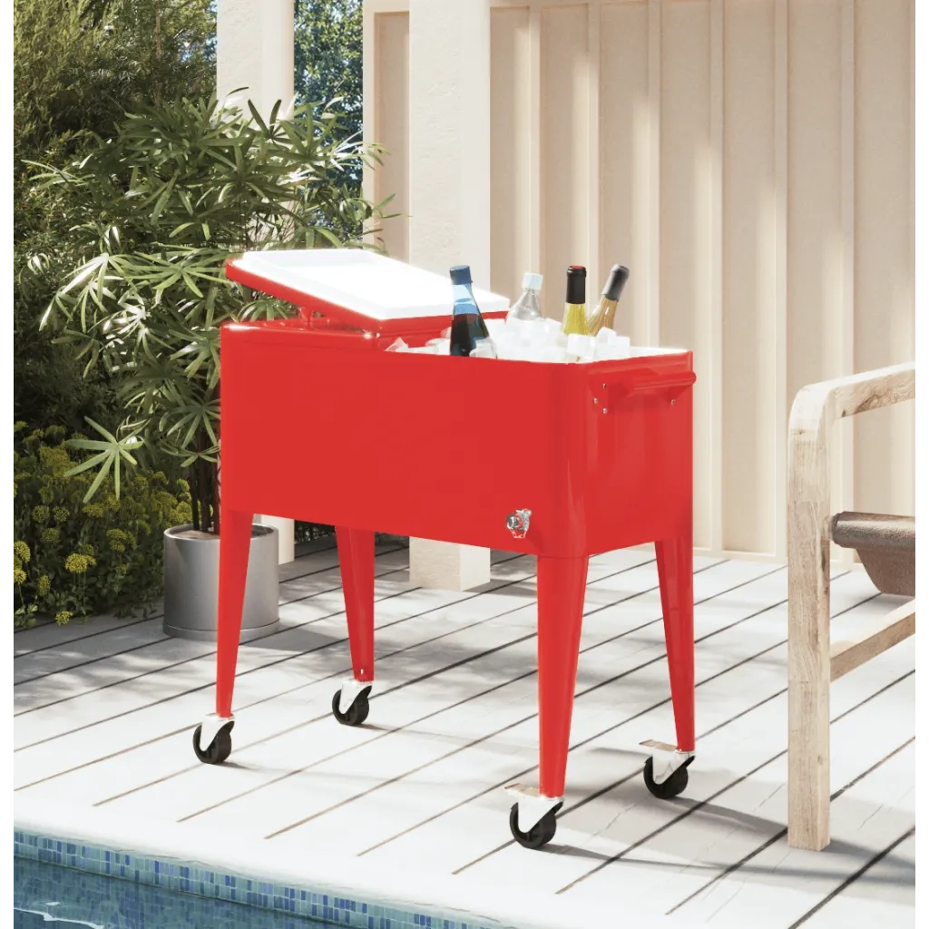 Carrello Porta Ghiaccio su Ruote Rosso 92x43x89 cm