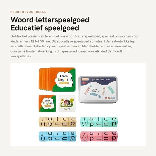 Giocattolo educativo in legno - Set di lettere per l'apprendimento - Giochi di ortografia - Giocattoli sicuri per bambini - Set con 1 pezzo - Dimensioni 6 x 6 cm - Giochi di lettere