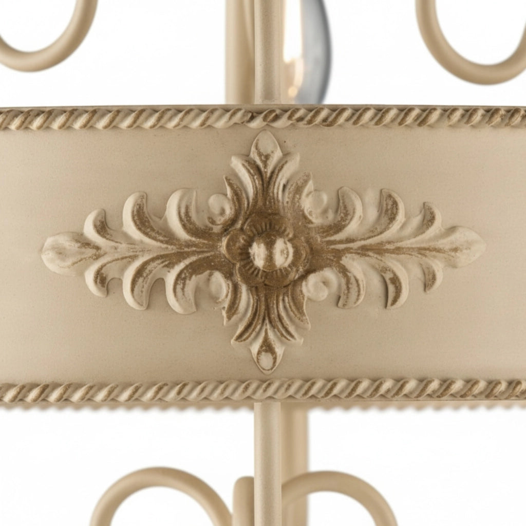 Lampadario Rustico Baltimora Metallo Avorio Oro 3 Luci E14