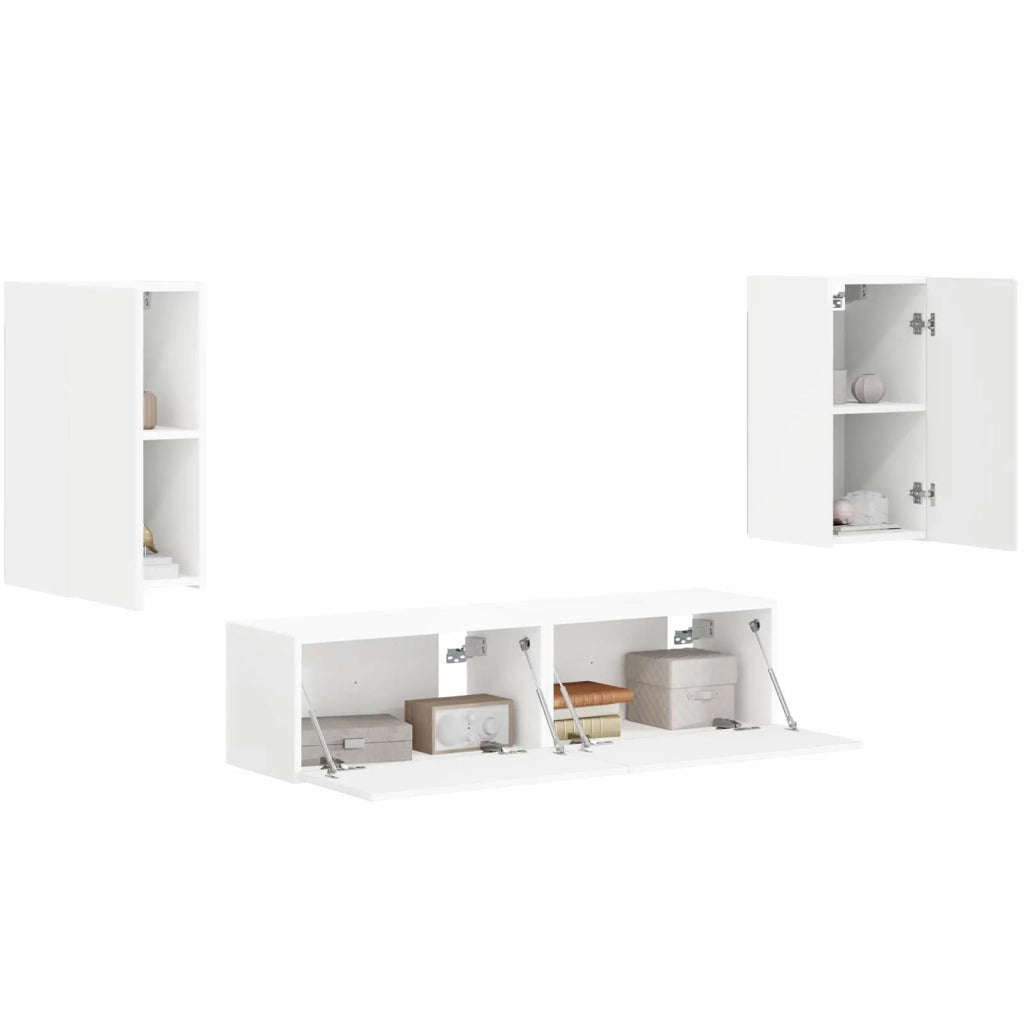 Set mobile TV 4 pcs Bianco Legno multistrato