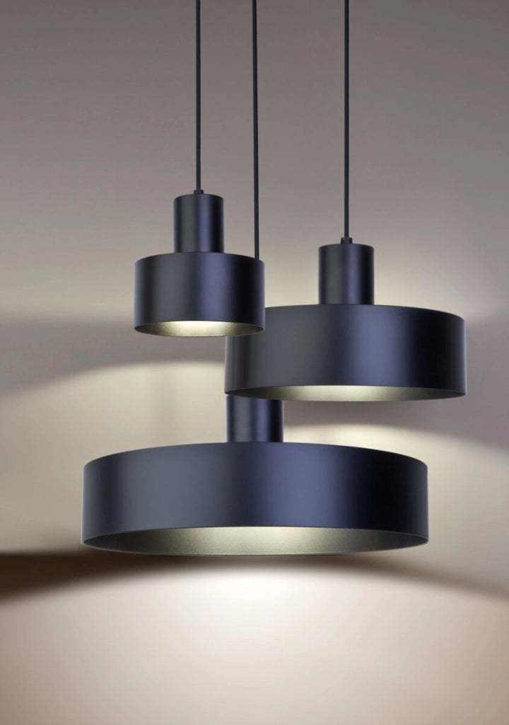 Lampada sospensione minimalista nera Ø35 E27 Rif Sigma