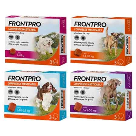 ANTIPARASSITARIO A COMPRESSE MASTICABILI 'FRONTLINE' Per cani 25-50Kg - 3 Compresse - FRONTLINE