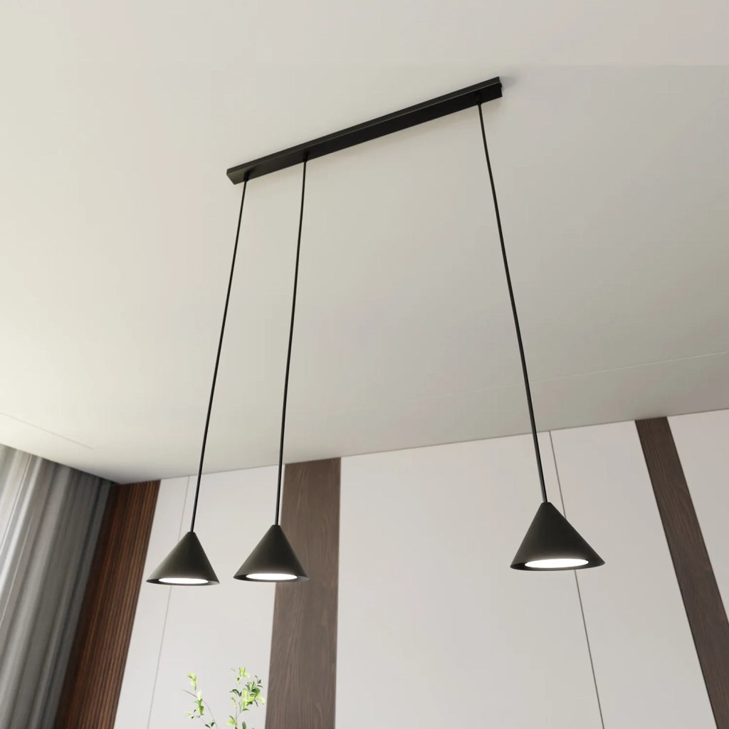 Sospensione Minimal Skadi 3 Luci In Acciaio Nero