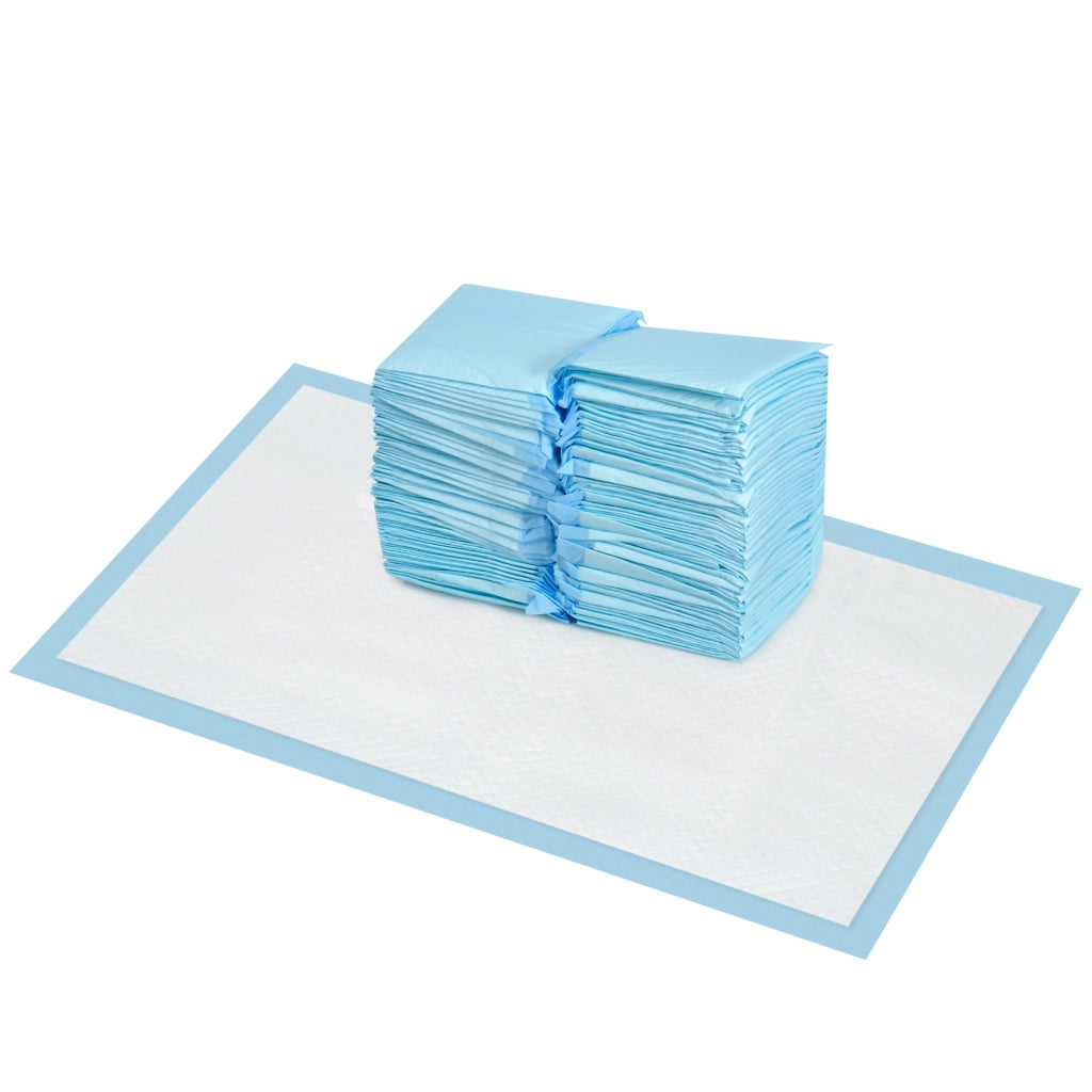 Set 100 Tappetini Igienici per Cani a 6 Strati in Tessuto non Tessuto, Carta e PE, 45x60 cm, Blu e Bianco