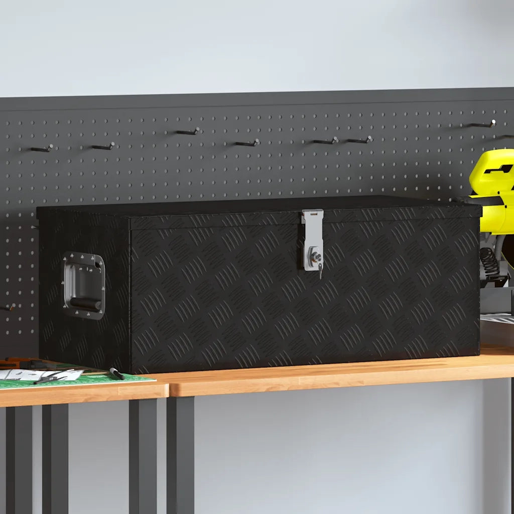 Contenitore Portaoggetti Nero 80x39x30 cm in Alluminio CFW9126629