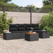 Set Divano da Giardino con cuscino 6 pcs Nero polyrattan 3359590