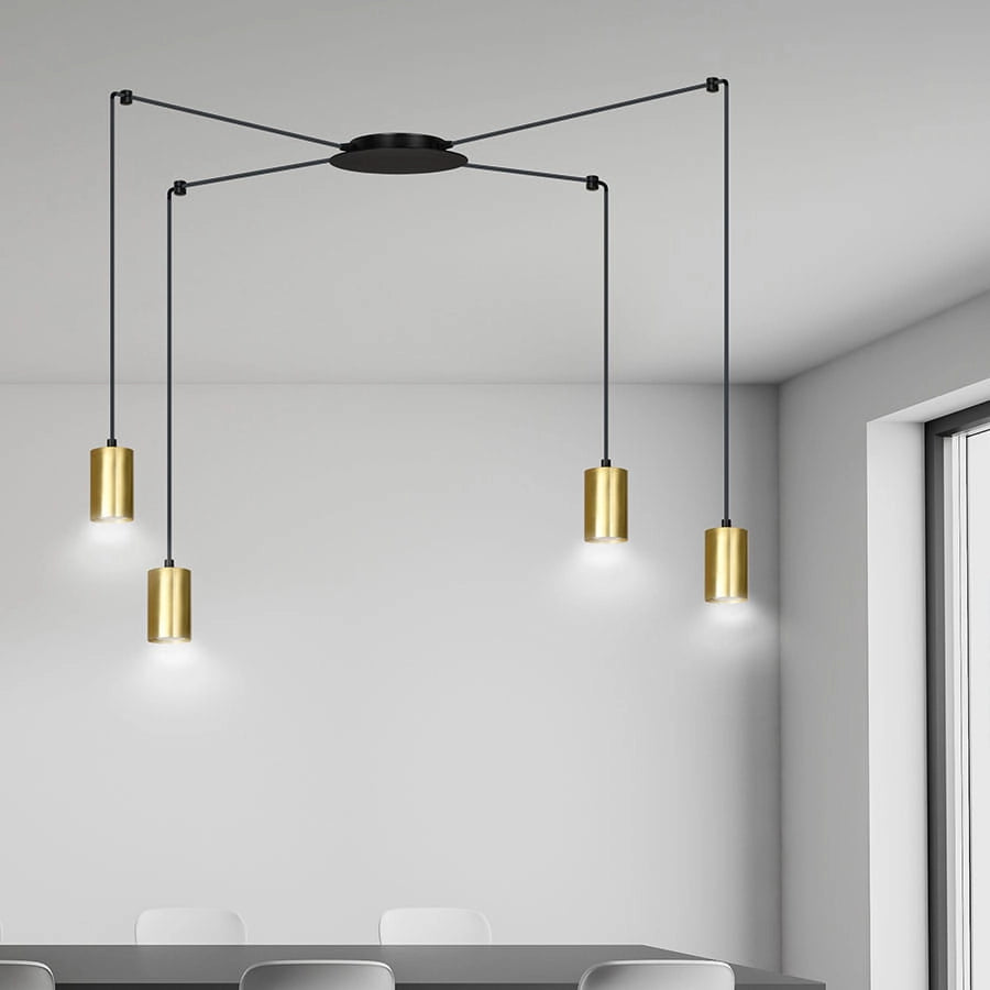 Lampadario Emibig Traker 4xGU10 nero/oro regolabile