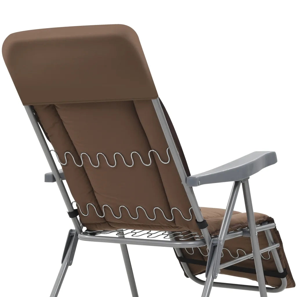 Sedie da Giardino Pieghevoli con Cuscino 2 pz Marrone 44321