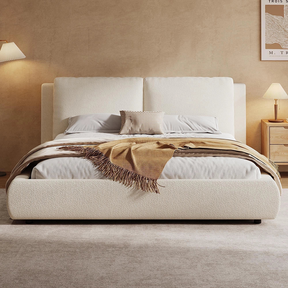 Letto matrimoniale-Xylo-180x200cm idraulico spazio ripiano  beige