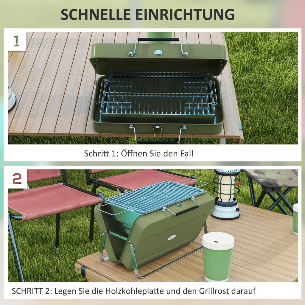 Grill da viaggio pieghevole ¨C Zephmum ¨C Griglia a carbonella, verde
