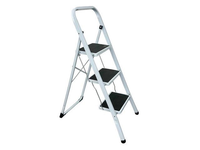 Sgabello Scala Scaletto in Metallo Tappetini Antiscivolo Stefy 3 Gradini