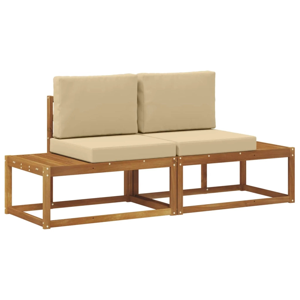 Divano da Esterno con cuscino 2 Pezzo Naturale e Beige 900482