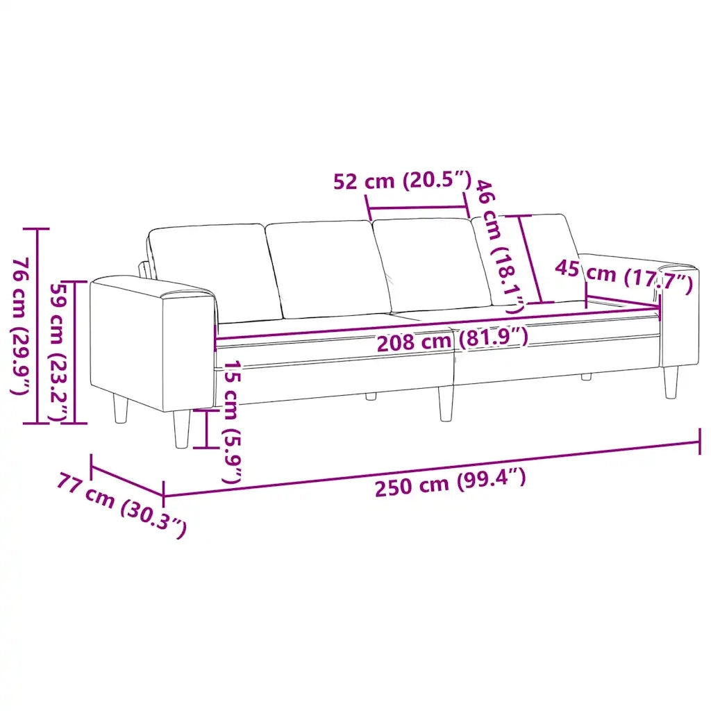 Divano per Soggiorno Grigio chiaro 250 x 77 x 76 cm 3335091