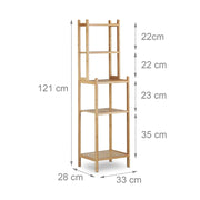 Mensola da bagno in bambù 5 ripiani 121 cm 3213070