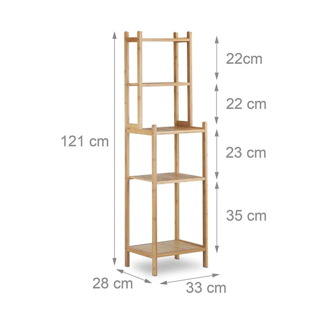 Mensola da bagno in bambù 5 ripiani 121 cm 3213070