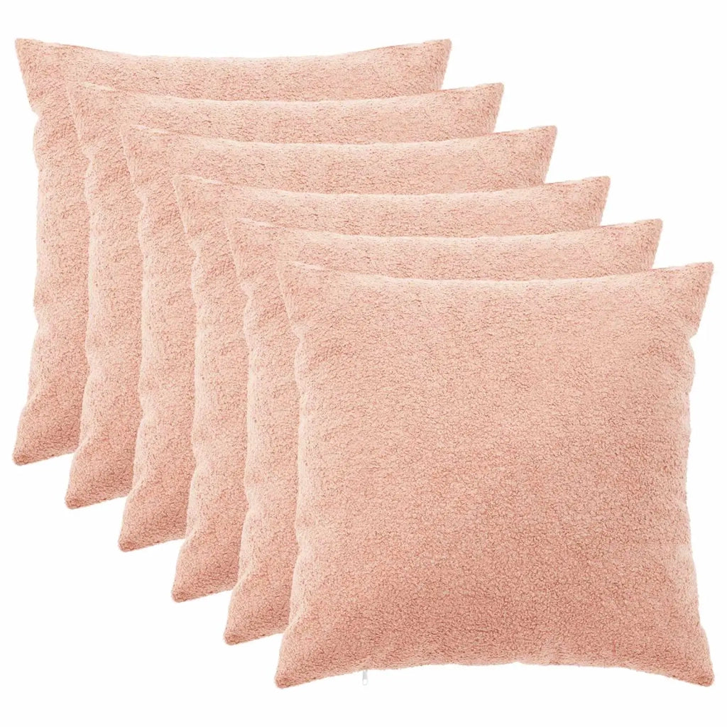 Federa 6 pcs HEERLEN Rosa 55 x 55 cm Bouclé 912314
