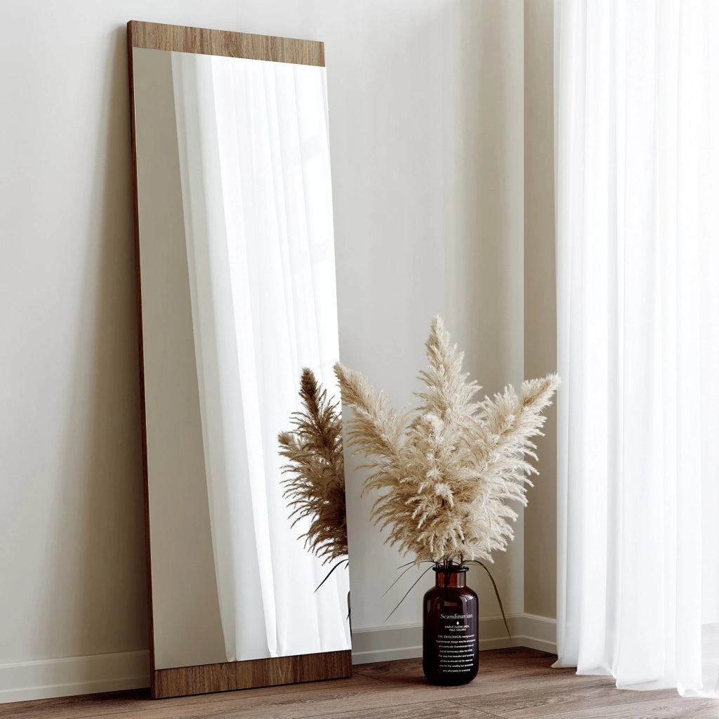 Cengio, Specchio Forma Rettangolare, 120x40h cm Marrone Noce