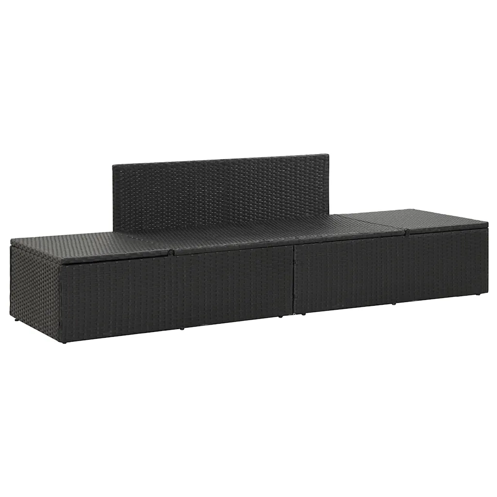 Lettino Prendisole con Cuscini in Polyrattan Nero 46224