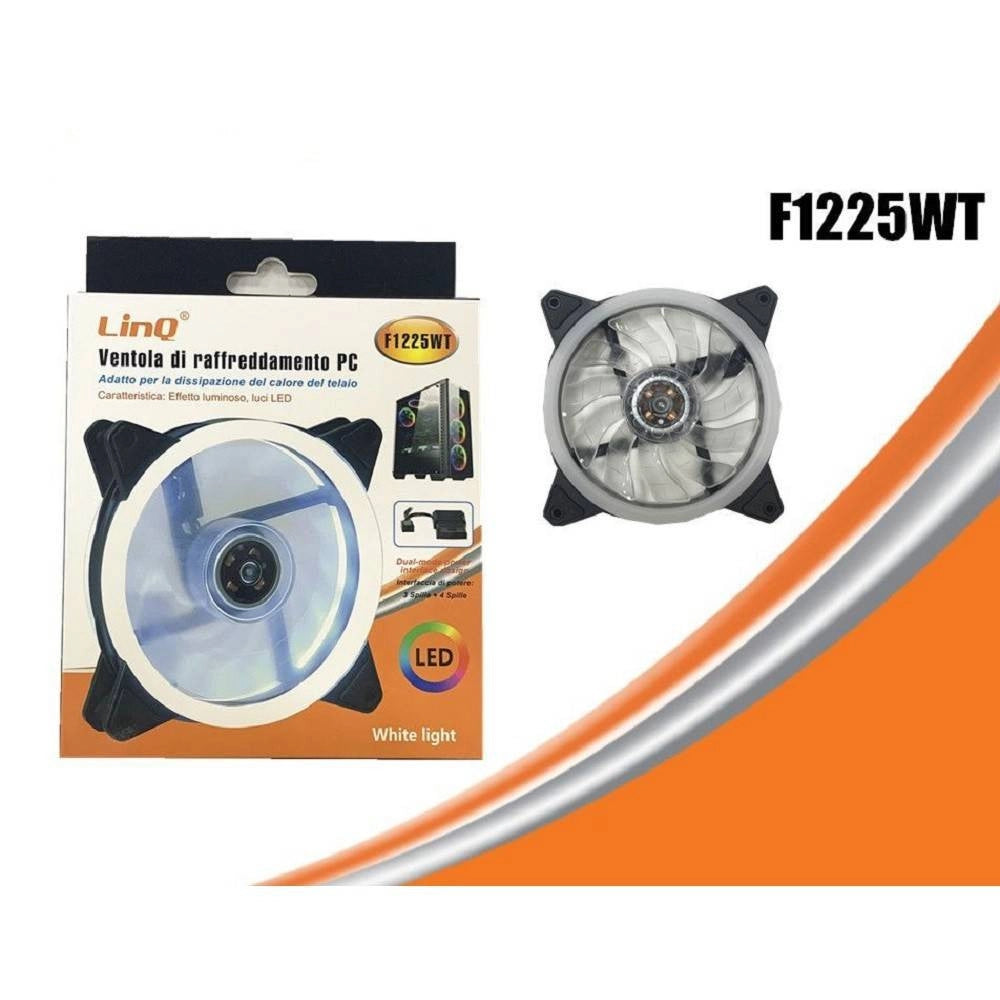 Trade Shop - Ventola Di Raffreddamento Cooling Fun Per Telaio Pc Computer Con Luce Led F1225wt -
