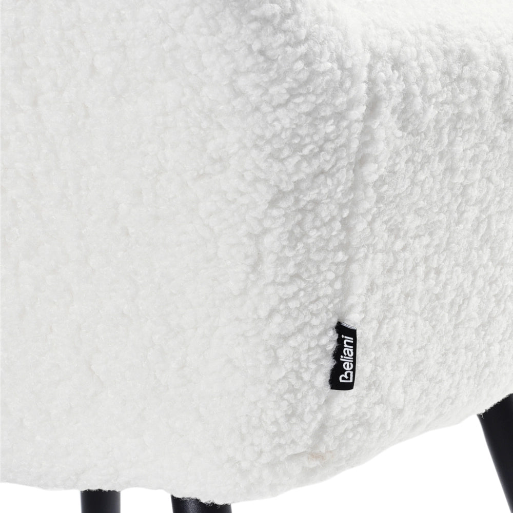 Set di 2 sedie imbottite in tessuto bouclè bianco sporco con gambe in metallo soggiorno cucina
