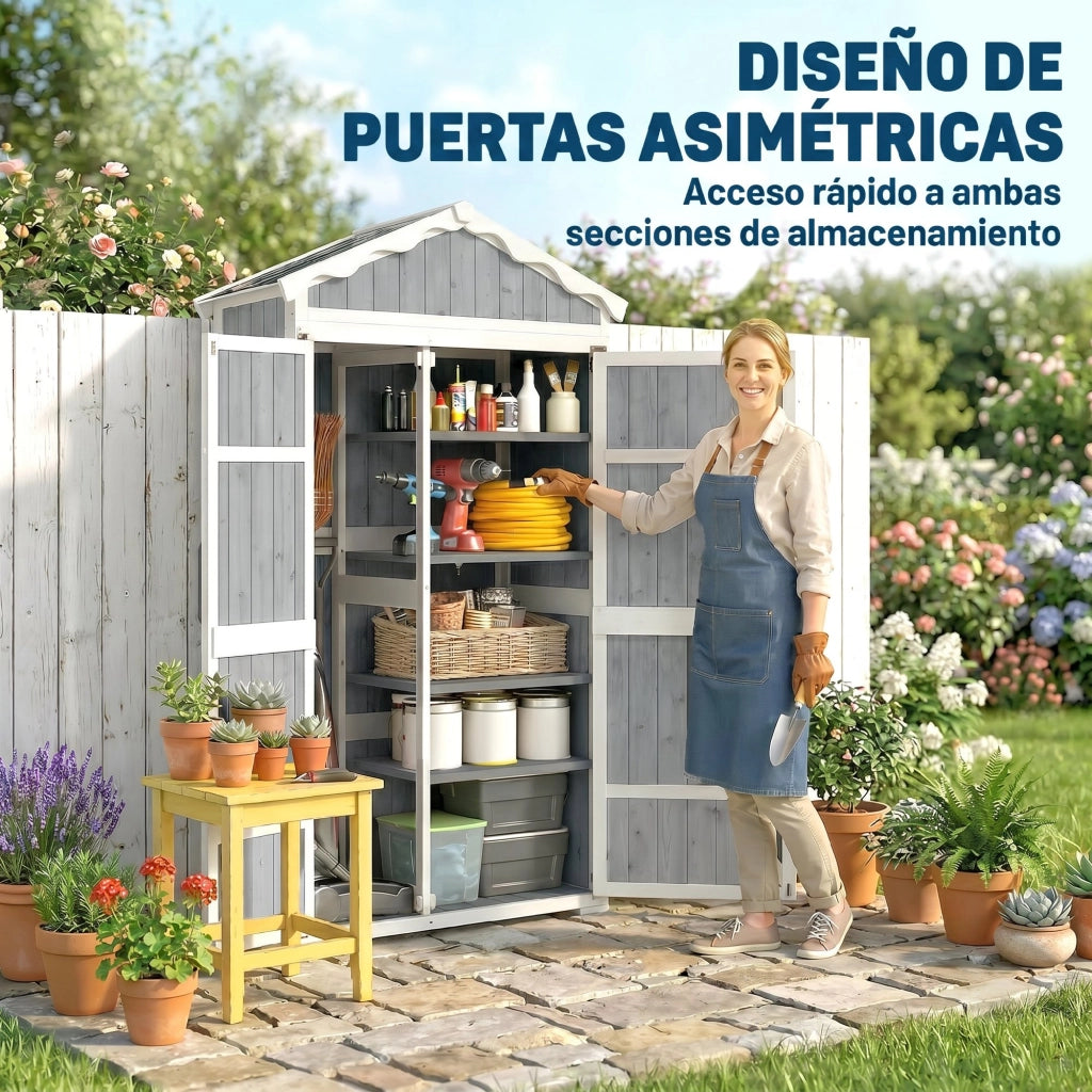 Armadio da Giardino in Legno ¨C Minimal ¨C Grigio 105x55x179 cm