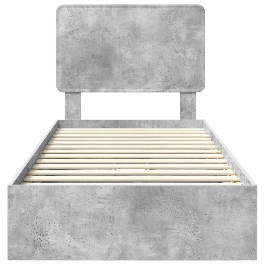 Letto con Contenitore con testiera Grigio cemento 100 x 200 cm