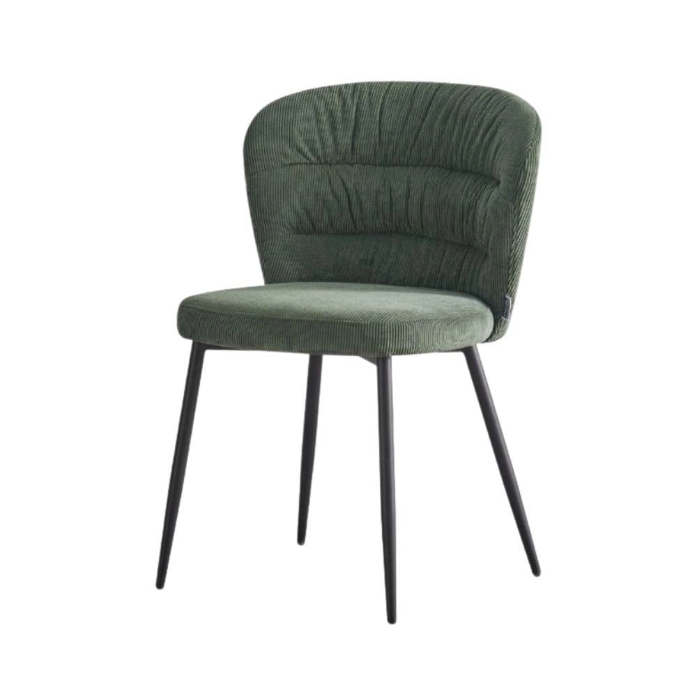 Set 4 Sedia con schienale avvolgente tessuto verde Klontar