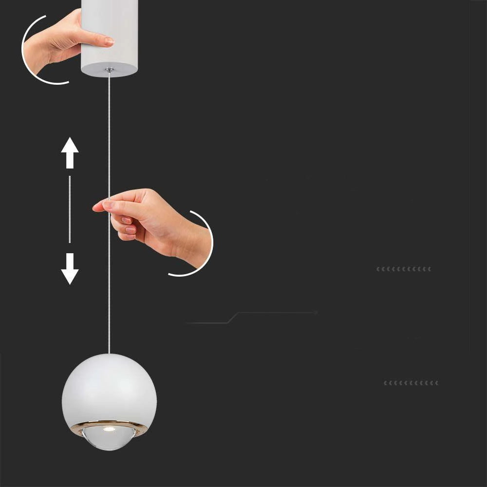 Lampada sospensione sfera bianca LED 6W 3000K V-TAC