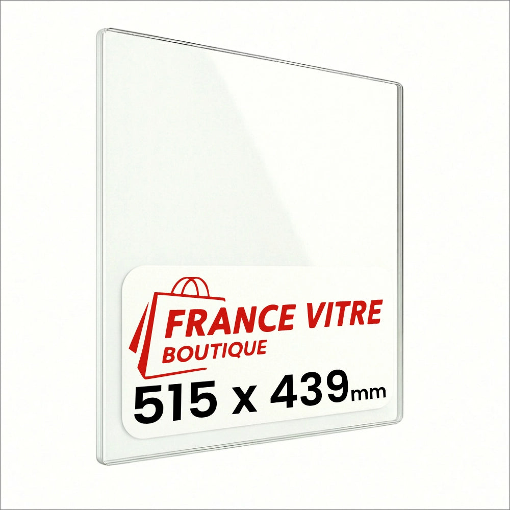 515 x 439 x 4 mm - Vetro per stufa a legna - vetro camino di ricambio - vetro per caminetto resistente al fuoco - France Vitre