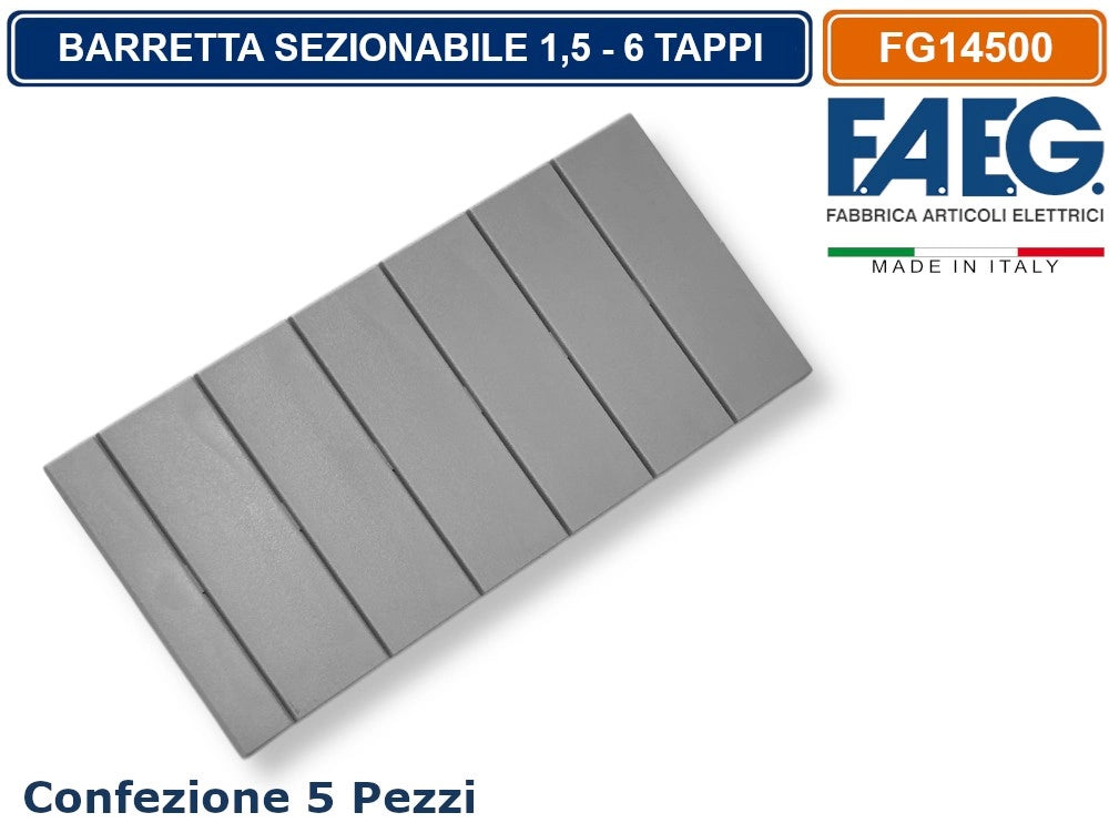 CONFEZIONE 5 PEZZI TAPPO DI CHIUSURA BARRETTA SEZIONABILE PER CENTRALINO QUADRO ELETTRICO FAEG - FG14500