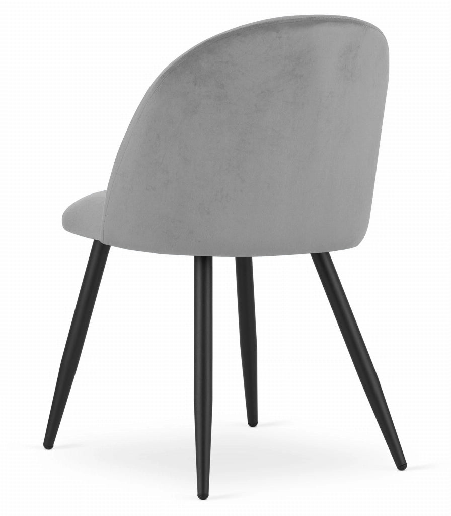 Sedia Valora BELLO in velluto grigio chiaro, design moderno x4