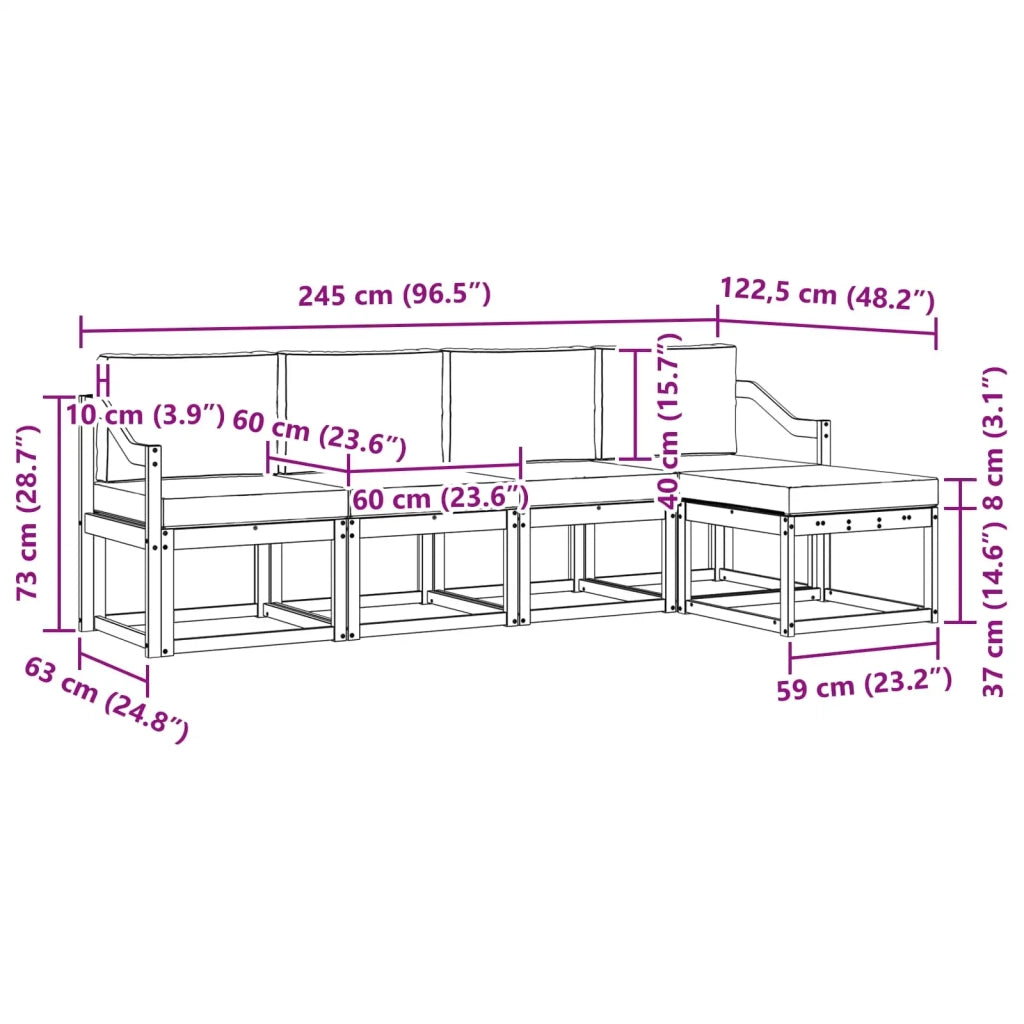 Set di divani da esterno con cuscino 5 pcs Bianco e Antracite 3387506
