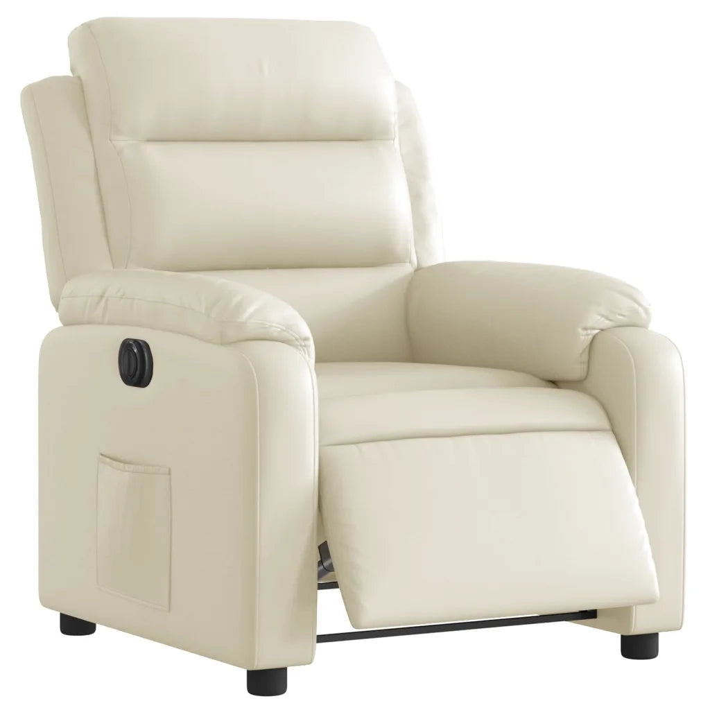 Poltrona Reclinabile Elettrica Crema in Similpelle 3205029