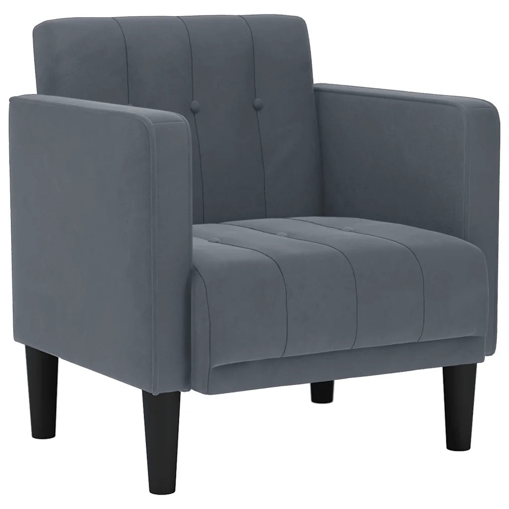 Divano Sedia con Braccioli Grigio Scuro 53 cm in Velluto 4100554