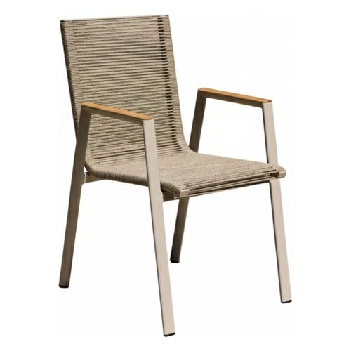 Sedia con braccioli amicasa 2509 002 guadalupe art 3 khaki e champagne
