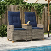 Panchina reclinabile con tavolo Grigio e Blu Navy polyrattan