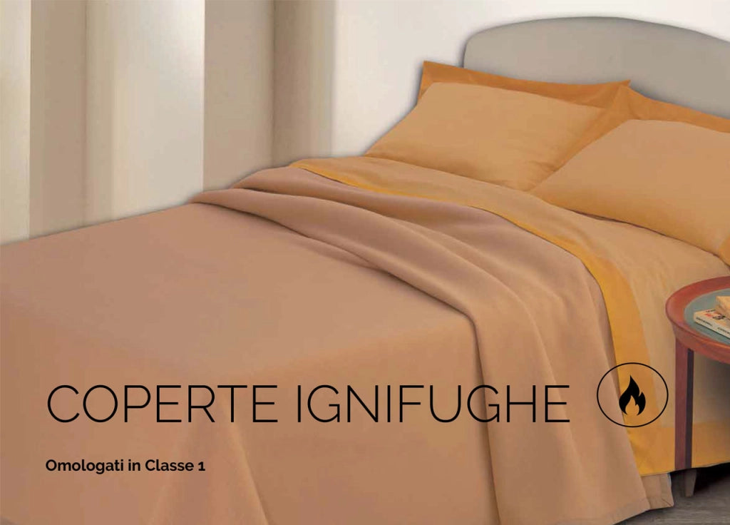 Coperta Ignifuga In Misto Lana - Matrimoniale - Cammello