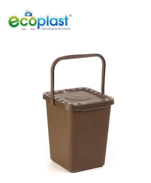 Pattumiera raccolta differenziata ecoplus chiusa marrone 10 litri